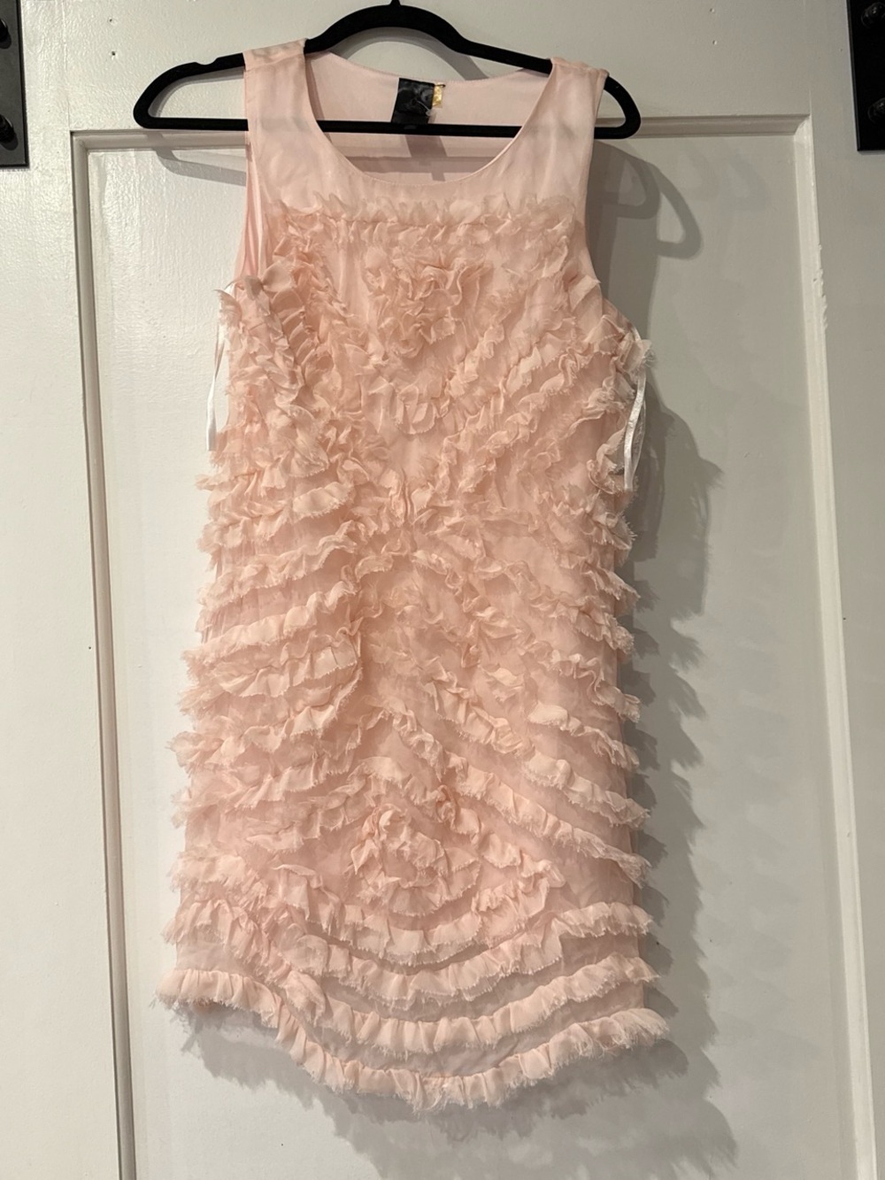 Black Pink Ruffle Mini Dress